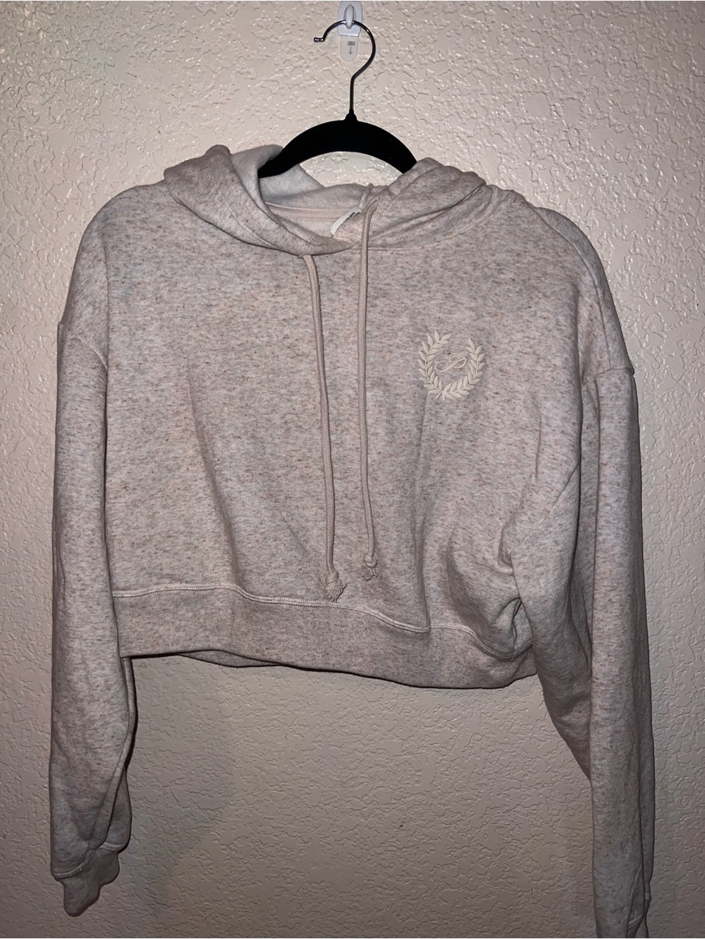 PINK Victoria's Secret Cropped Heather Cream Hoodie